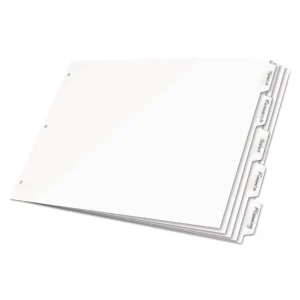 Write 'n Erase Tabloid Index Dividers, 5-Tab, 11 X 17, White, 1 Set