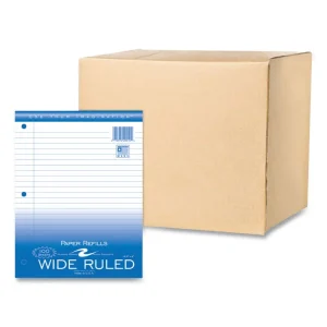 Loose Leaf Paper, 8 x 10.5, 3-Hole Punched, Wide Rule, White, 100 Sheets/Pack, 48 Packs/Carton, Ships in 4-6 Business Days