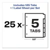 Print and Apply Index Maker Clear Label Dividers, 5-Tab, Color Tabs, 11 x 8.5, White, Contemporary Color Tabs, 25 Sets - Image 2