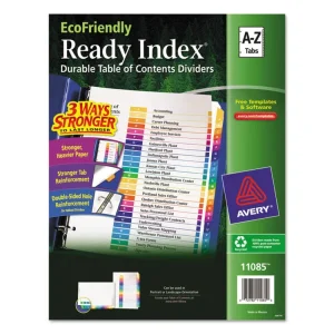 Customizable Table Of Contents Ready Index Dividers With Multicolor Tabs, 26-Tab, A To Z, 11 X 8.5, White, 1 Set