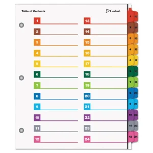 Onestep Printable Table Of Contents And Dividers – Double Column, 24-Tab, 1 To 24, 11 X 8.5, White, 1 Set