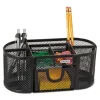 Mesh Oval Pencil Cup Organizer, 4 Compartments, Steel, 9.38 x 4.5 x 4, Black - Image 2