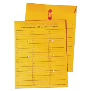 Brown Kraft String/Button Interoffice Envelope, #98, One-Sided Five-Column Format, 31-Entries, 10 x 15, Brown Kraft, 100/CT