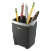 Office Suites Divided Pencil Cup, Plastic, 3.13 x 3.13 x 4.25, Black/Silver - Image 2