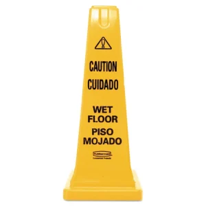 Multilingual Wet Floor Safety Cone, 10.55 X 10.5 X 25.63, Yellow