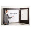Conference Cabinet, Porcelain Magnetic Dry Erase Board, 48 x 48, White Surface, Ebony Wood Frame