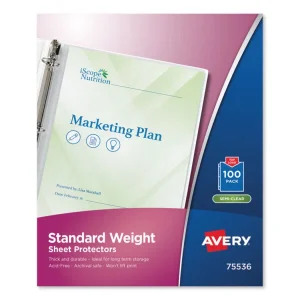 Top-Load Sheet Protector, Standard, Letter, Semi-Clear, 100/box
