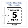 Insertable Style Edge Tab Plastic 1-Pocket Dividers, 5-Tab, 11.25 x 9.25, Translucent, 1 Set - Image 2