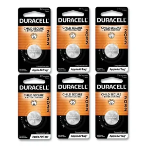 Lithium Coin Batteries With Bitterant, 2032, 6/Box