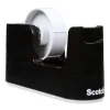 Heavy Duty Weighted Desktop Tape Dispenser with One Roll of Tape, 3" Core, ABS, Black - Image 3
