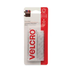Sticky-Back Fasteners, Four 0.75″ x 3.5″ Strips, White