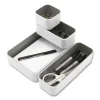 Fusion Stacking Bins, 4 Compartments, Plastic, 12.1 x 9.1 x 2.2, White/Gray, 4 Pieces - Image 2