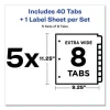 Print and Apply Index Maker Clear Label Dividers, Extra Wide Tabs, 8-Tab, 11.25 x 9.25, White, 5 Sets - Image 2