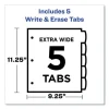Write and Erase Big Tab Durable Plastic Dividers, Expandable Pocket, 3-Hole Punched, 5-Tab, 11 x 8.5, Assorted, 1 Set - Image 3