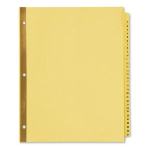 Preprinted Laminated Tab Dividers with Gold Reinforced Binding Edge, 31-Tab, 1 to 31, 11 x 8.5, Buff, 1 Set