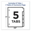 Customizable TOC Ready Index Black and White Dividers, 5-Tab, 1 to 5, 11 x 8.5, 1 Set - Image 3