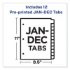 Preprinted Black Leather Tab Dividers w/Copper Reinforced Holes, 12-Tab, Jan. to Dec., 11 x 8.5, Buff, 1 Set - Image 3