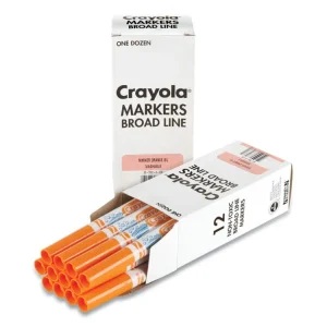 Broad Line Washable Markers, Broad Bullet Tip, Orange, 12/box