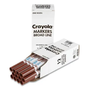 Broad Line Washable Markers, Broad Bullet Tip, Brown, 12/box