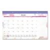 Watercolors Monthly Desk Pad Calendar, Watercolor Artwork, 17.75 x 11, White Sheets, Purple Binding, 12-Month (Jan-Dec): 2024