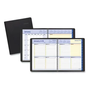 QuickNotes Weekly Block Format Appointment Book, 8.5 x 5.5, Black Cover, 12-Month (Jan to Dec): 2024