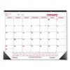 Monthly Desk Pad Calendar, 22 x 17, White/Burgundy Sheets, Black Binding, Black Corners, 12-Month (Jan to Dec): 2024