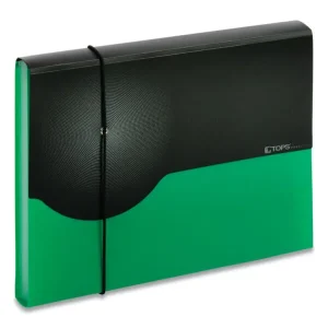 Seven-Pocket Poly Expanding File, 1″ Expansion, 7 Sections, Elastic Cord Closure, 1/6-Cut Tabs, Letter Size, Green
