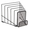 Metal Incline Sorter With Wire Mesh Mobile Device Holder, 6 Sections, 7.48 X 8.77 X 7.55, Matte Black - Image 2