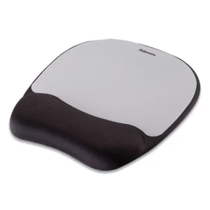 Memory Foam Mouse Pad with Wrist Rest, 7.93 x 9.25, Black/Silver