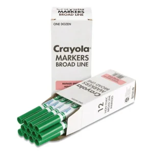 Broad Line Washable Markers, Broad Bullet Tip, Green, 12/box