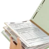 Recycled Pressboard Classification Folders, 2″ Expansion, 2 Dividers, 6 Fasteners, Letter Size, Gray-Green, 10/Box - Image 2