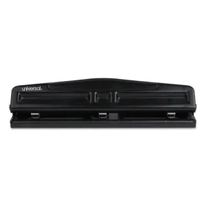 12-Sheet Deluxe Two- And Three-Hole Adjustable Punch, 9/32" Holes, Black