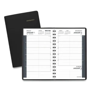 Daily Appointment Book with 15-Minute Appointments, One Day/Page: Mon to Sun, 8 x 5, Black Cover, 12-Month (Jan to Dec): 2024