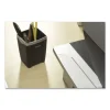 Office Suites Divided Pencil Cup, Plastic, 3.13 x 3.13 x 4.25, Black/Silver - Image 3