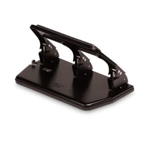 30-Sheet Heavy-Duty Three-Hole Punch With Gel Padded Handle, 9/32" Holes, Black