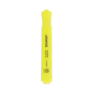 Desk Highlighters, Fluorescent Yellow Ink, Chisel Tip, Yellow Barrel, Dozen