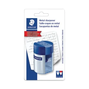 Handheld Manual Double-Hole Plastic Sharpener, 1.57 X 1.65 X 2.2, Blue/silver, 6/box