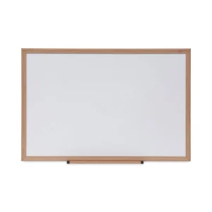 Deluxe Melamine Dry Erase Board, 36 x 24, Melamine White Surface, Oak Fiberboard Frame
