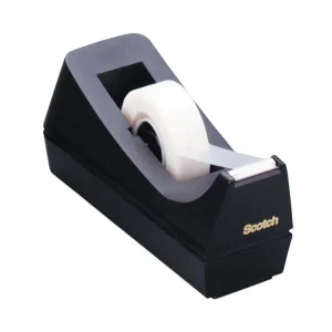 Desktop Tape Dispenser, Weighted Non-Skid Base, 1″ Core, Black