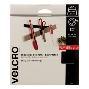 Low-Profile Industrial-Strength Heavy-Duty Fasteners, 1″ X 10 Ft, Black