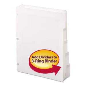 Three-Ring Binder Index Divider, 5-Tab, 11 X 8.5, White, 20 Sets
