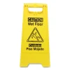 Bilingual Yellow Wet Floor Sign, 12.05 X 1.55 X 24.3