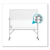 Reversible Magnetic Hygienic Porcelain Whiteboard, Satin Aluminum Frame/Stand, 72 x 48, White Surface, Ships in 7-10 Bus Days