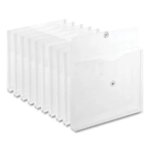 Side Opening Poly Envelopes, 1″ Expansion, Letter Size, Clear, 10/Pack