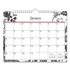 Analeis Wall Calendar, Analeis Floral Artwork, 11 x 8.75, White/Black/Coral Sheets, 12-Month (Jan to Dec): 2024