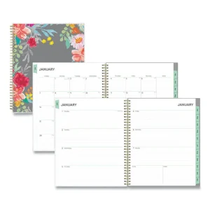 Sophie Frosted Weekly/Monthly Planner, Sophie Floral Artwork, 8 x 5, Multicolor Cover, 12-Month (Jan to Dec): 2024