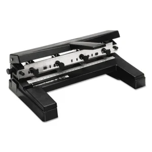 40-Sheet Heavy-Duty Two- To Four-Hole Adjustable Heavy-Duty Paper Punch, 9/32" Holes, Black