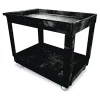 Service/Utility Carts, Plastic, 2 Shelves, 500 lb Capacity, 34.13" x 17.38" x 32.38", Black