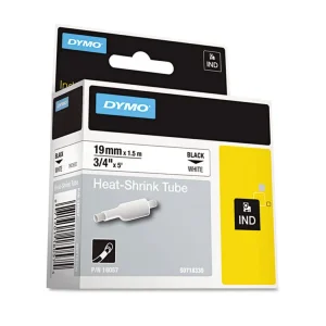 Rhino Heat Shrink Tubes Industrial Label Tape, 0.75″ X 5 Ft, White/black Print
