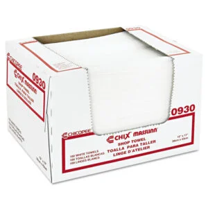 Masslinn Shop Towels, 1-Ply, 12 x 17, Unscented, White, 100/Pack, 12 Packs/Carton